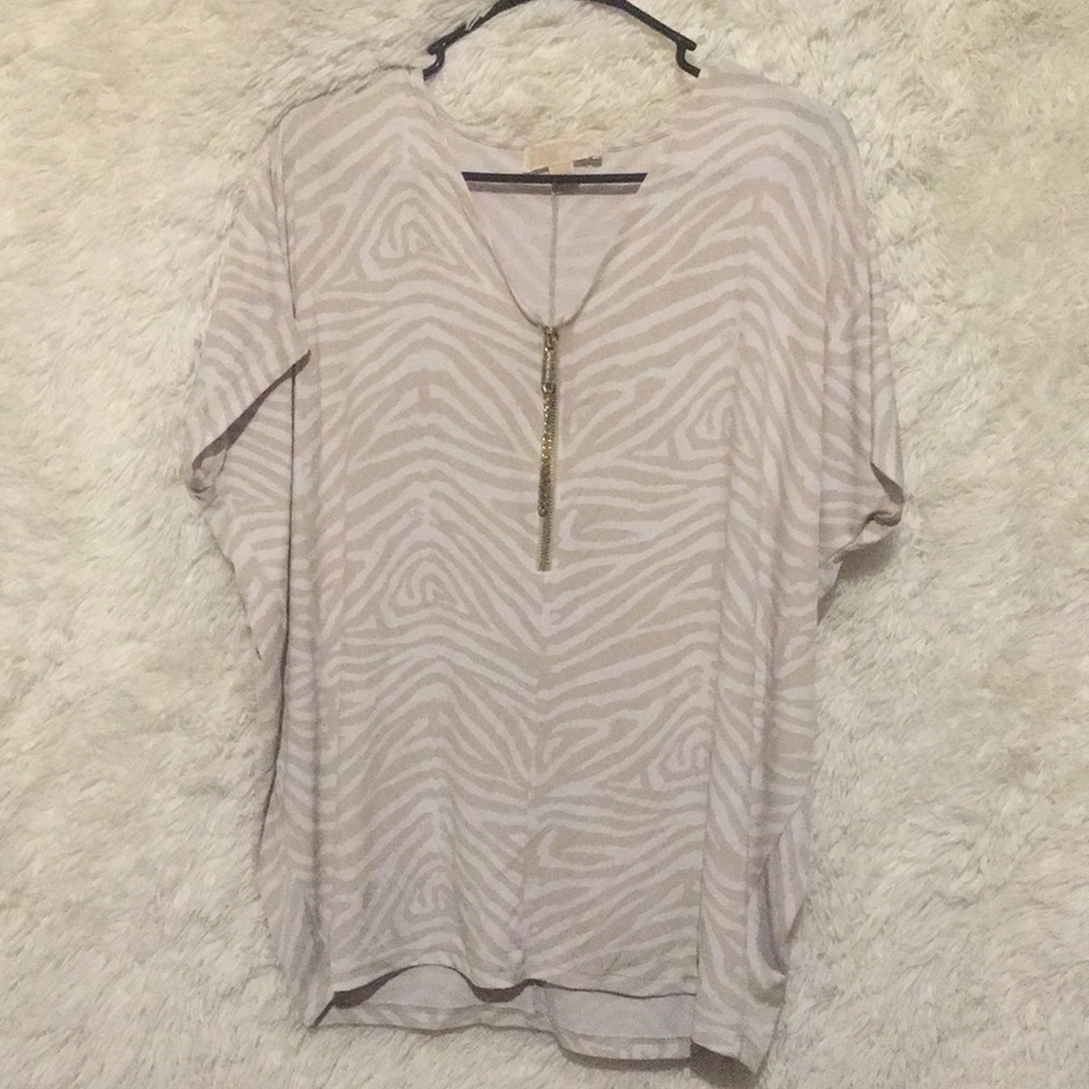 Michael Kors Large white & tan patterned Top